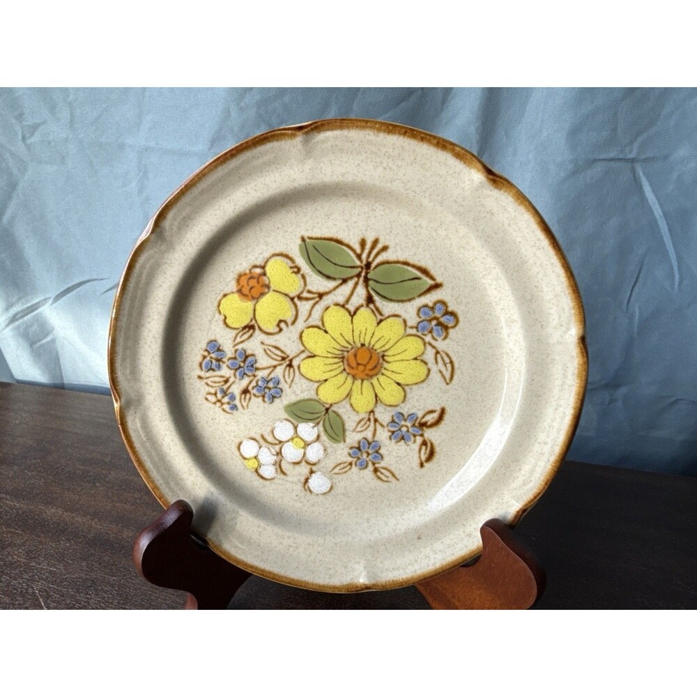 Vintage Stoneware By Montgomery Ward Spring Meadow 8” Plate With Retro Florals